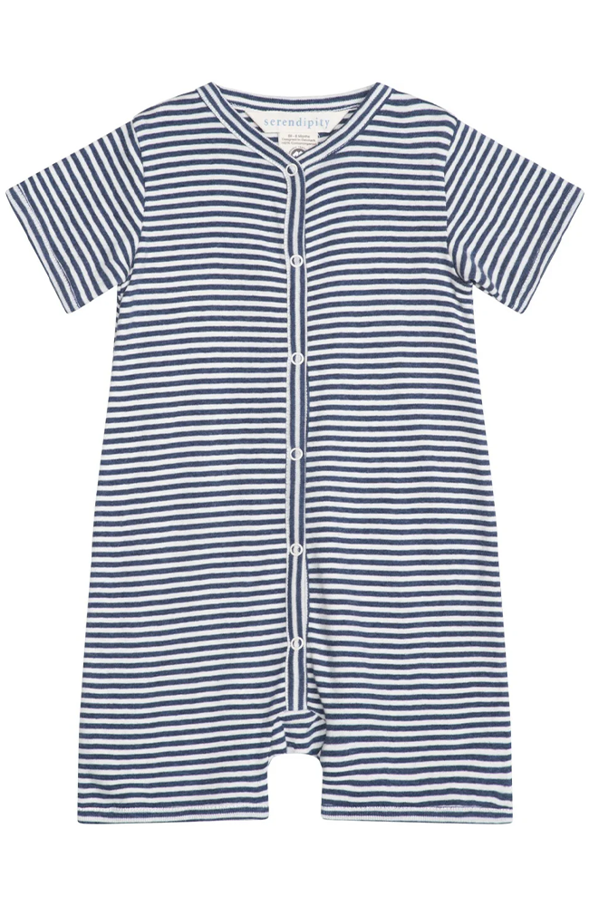 Baby Short Suit Stripe - Navy/Offwhite