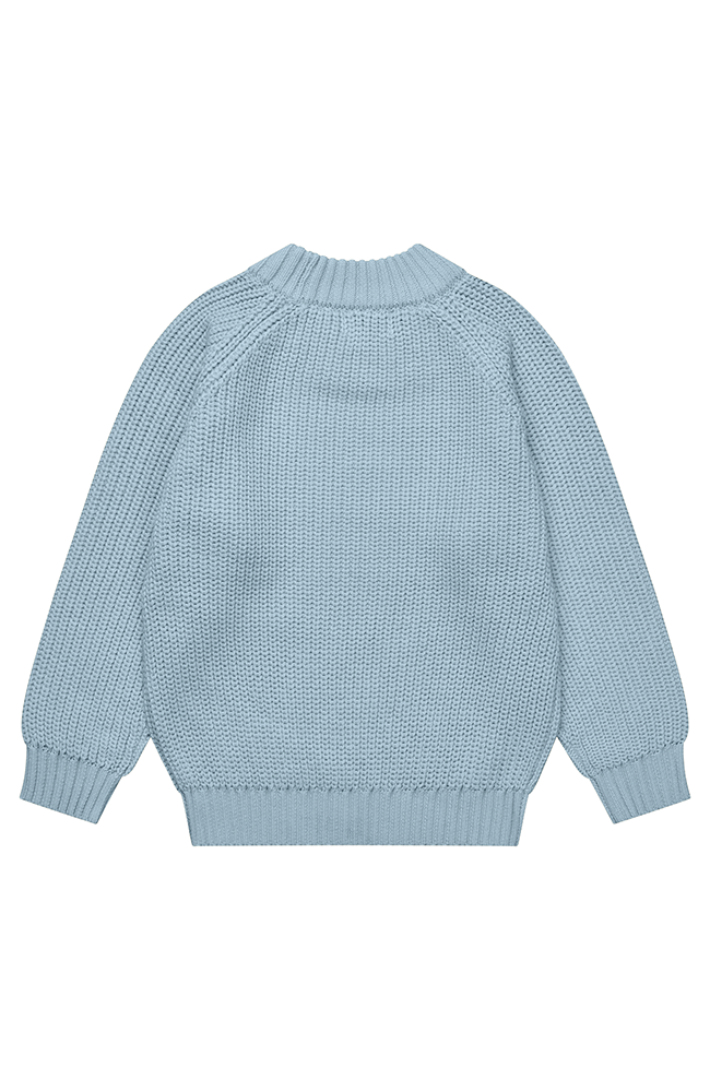 Knitted Classic Rib Blouse - Dusty Blue