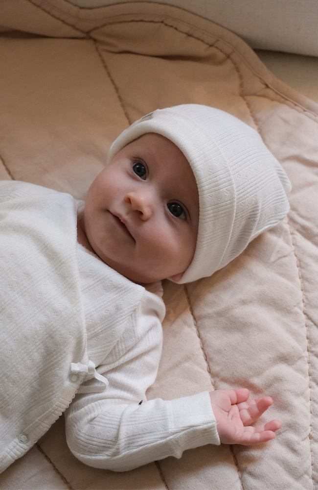 Aiko Pointelle Hat - Gentle White