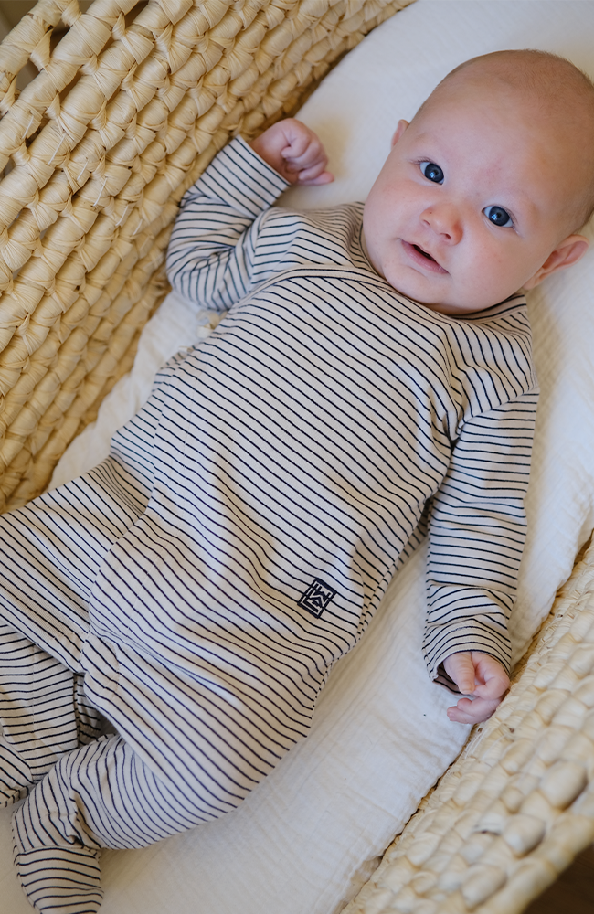 Bolde Baby Stripe Jumpsuit - Stripe Sandy / Classic navy Liewood onesie