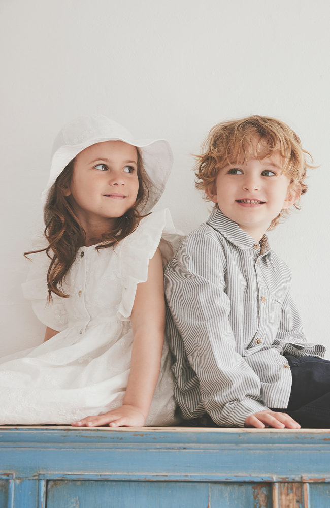 Dress SS Embroidery - Antique White HUTTEliHUT Klänning