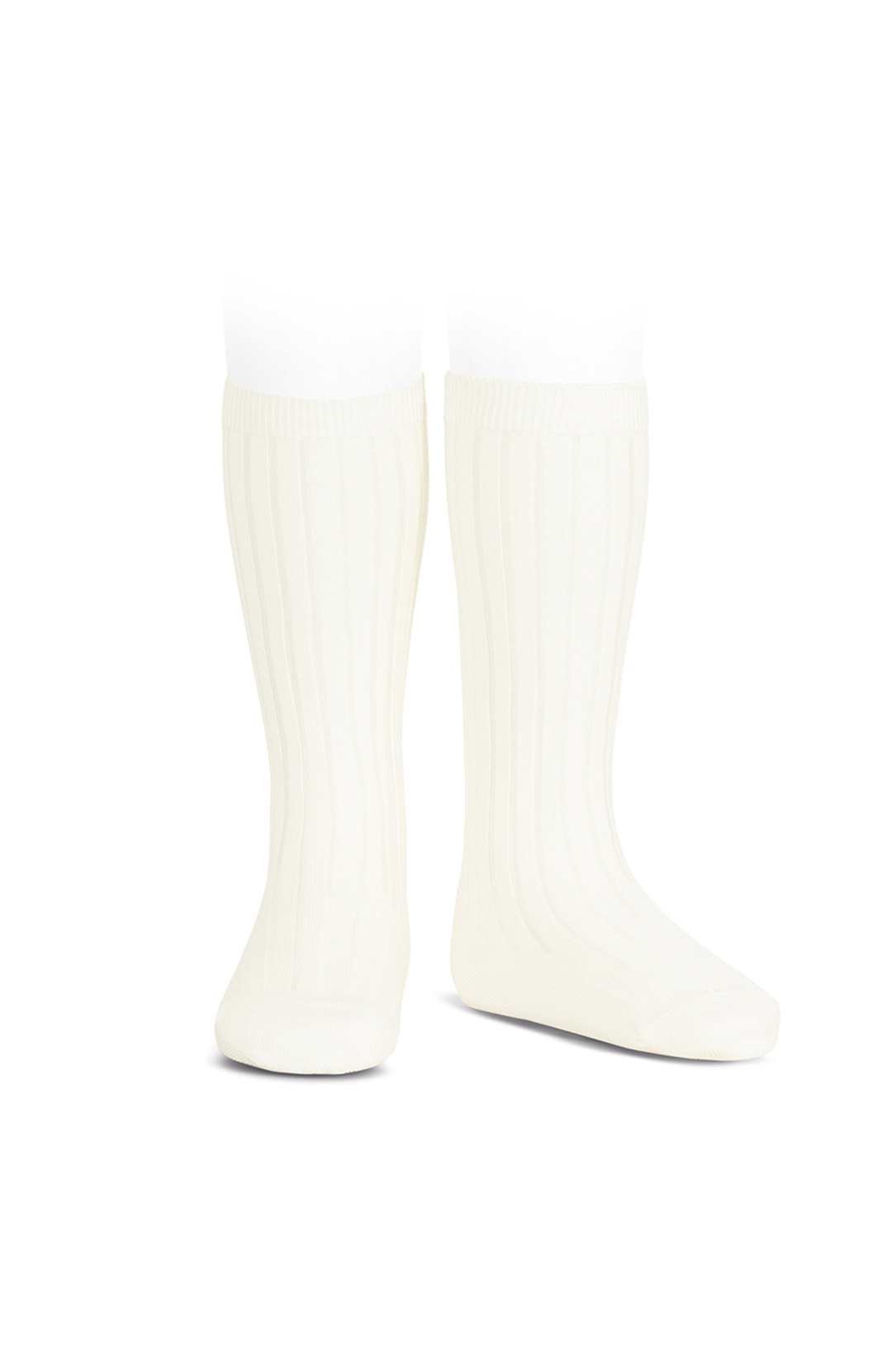 Ribbed Knee Socks - Cream Condor Strumpor