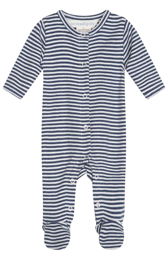 Newborn Suit w/ feet - Navy/Offwhite
