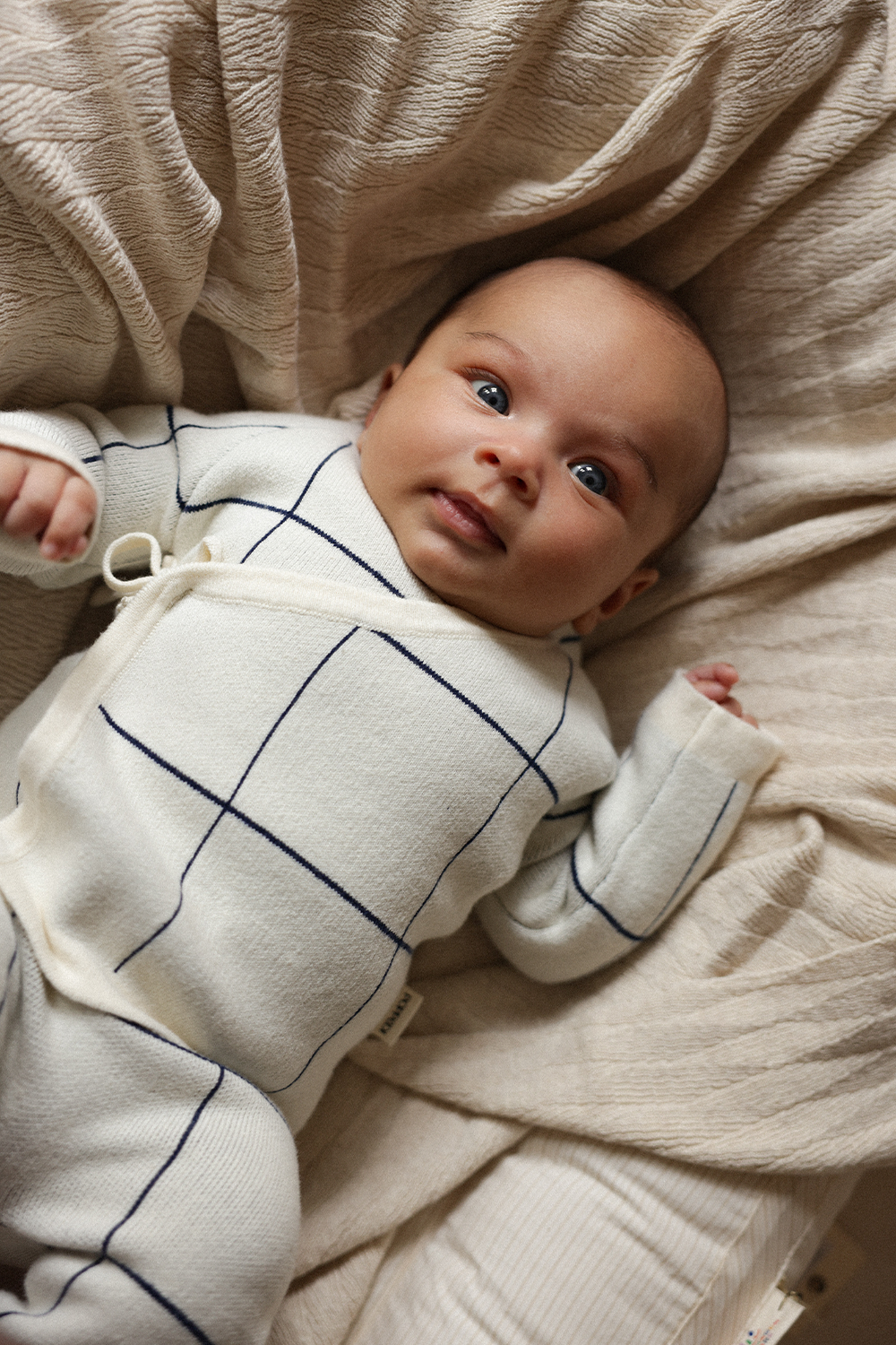 Wrap Cardigan - Navy/Cream Poppedi Cardigan