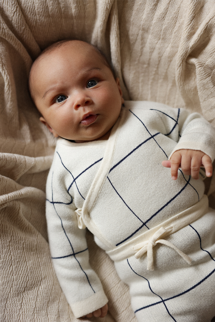 Wrap Cardigan - Navy/Cream Poppedi Cardigan