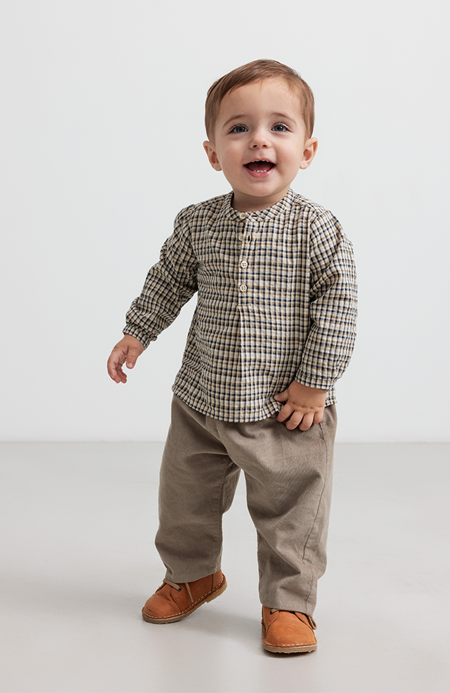Totoro Seersucker Check Top Baby - Pilot Navy Check MarMar Copenhagen Skjorta