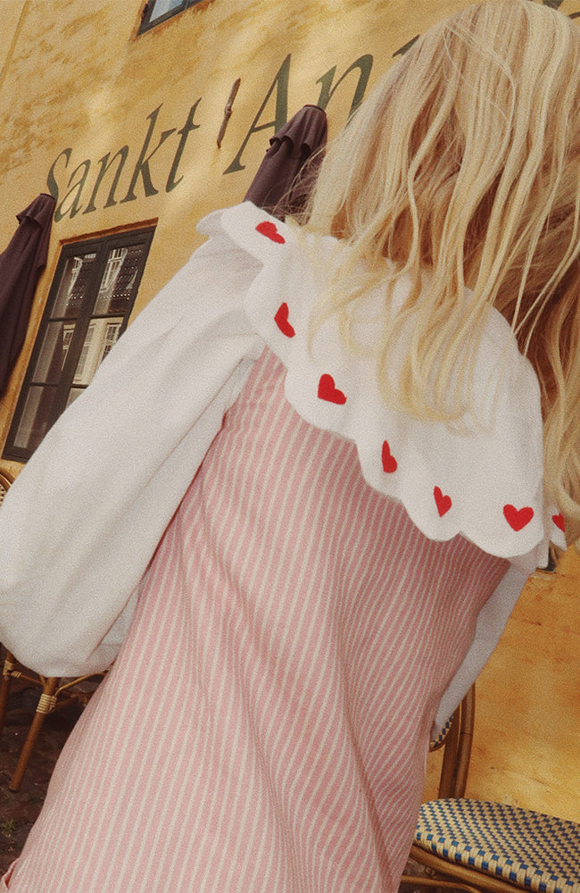 Ever Blouse - White/Ruby Red