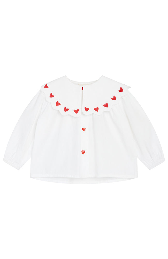 Ever Blouse - White/Ruby Red