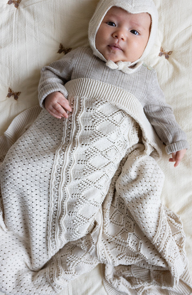 Pointelle Baby Knit Throw - Off White CamCam Copenhagen Inredning