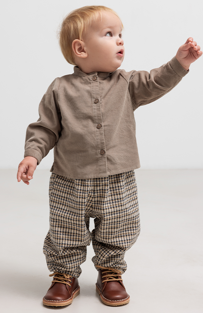 Palle Seersucker Check Pants Baby - Pilot Navy Check MarMar Copenhagen Byxor