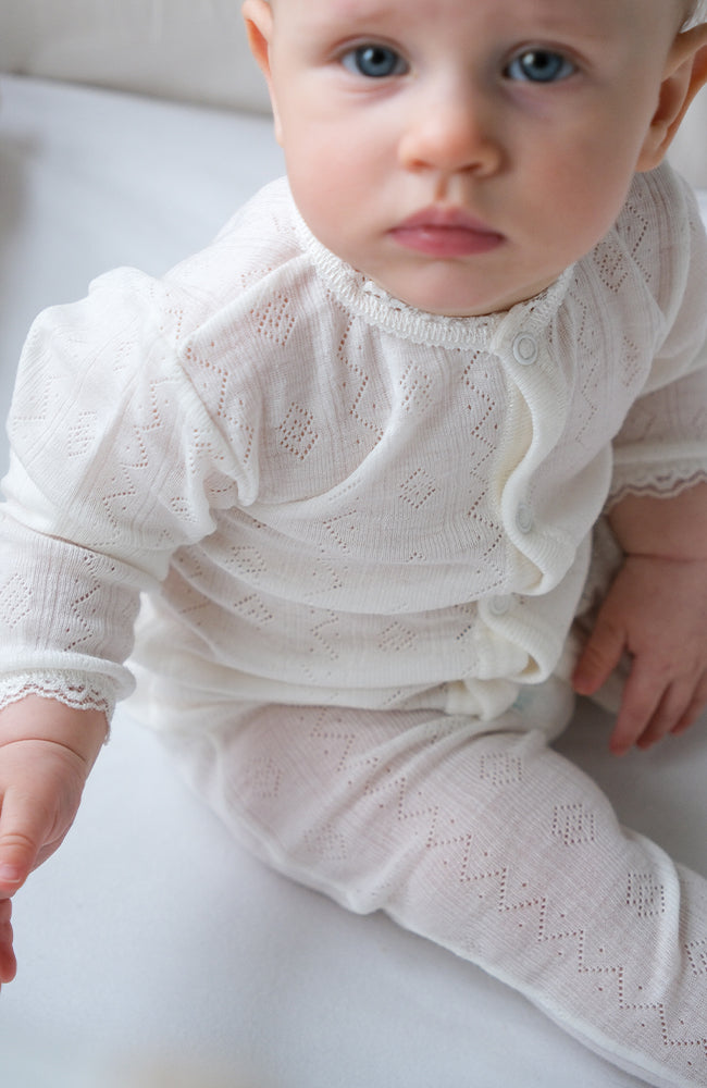 Wool/Silk Onepiece w/ Lace - Nature white