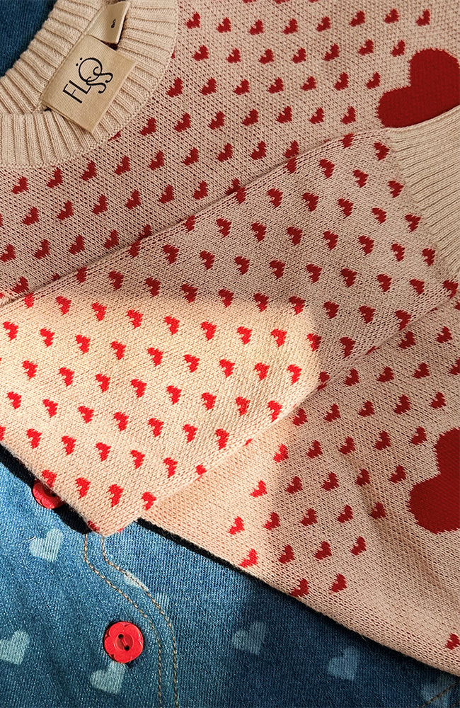 Zoe Sweater - Ruby Red/Cloud