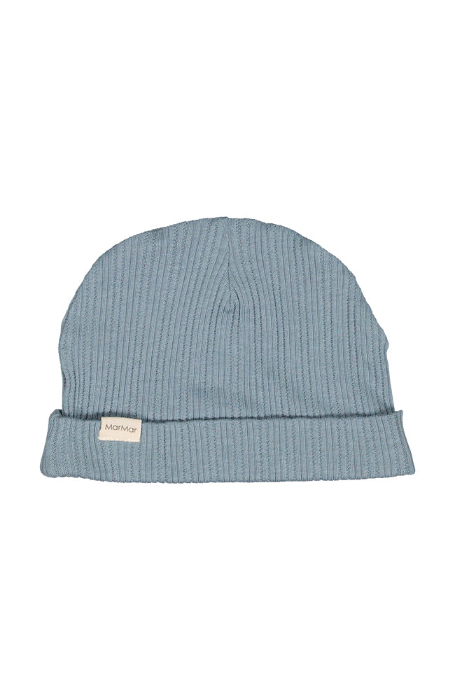 Aiko Pointelle Rib Hat - Blue Dove