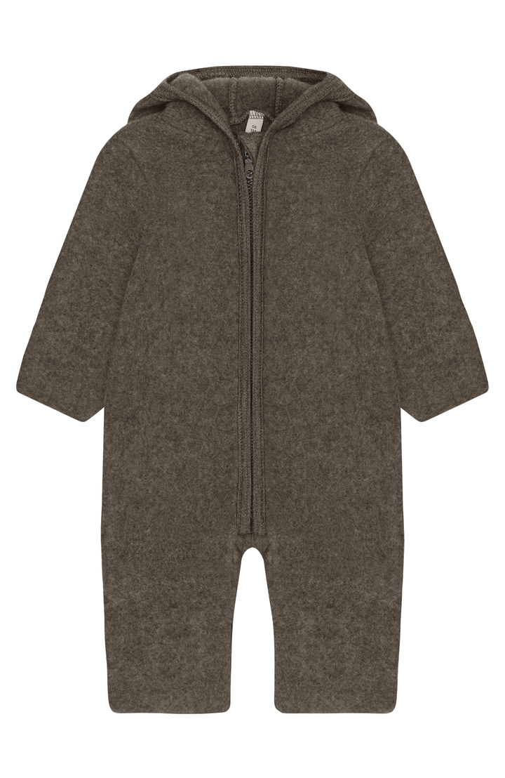 Pram Suit Ears Wool Fleece - Brown Melange