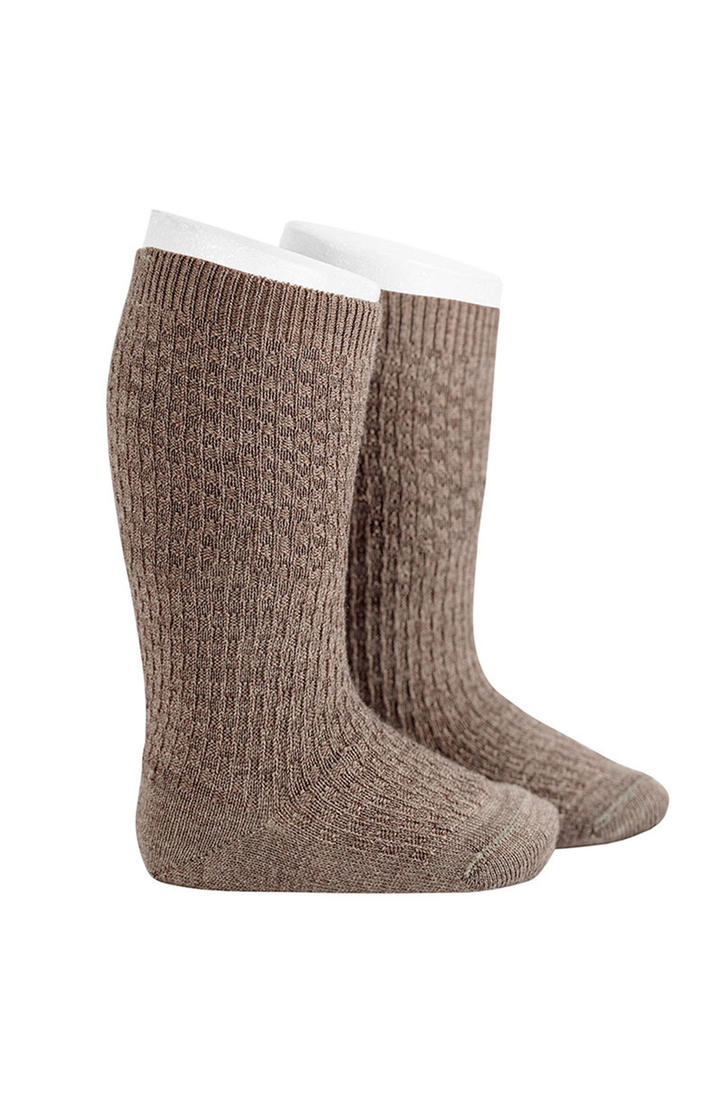 Merino Wool-blend Patterned knee socks - Cava