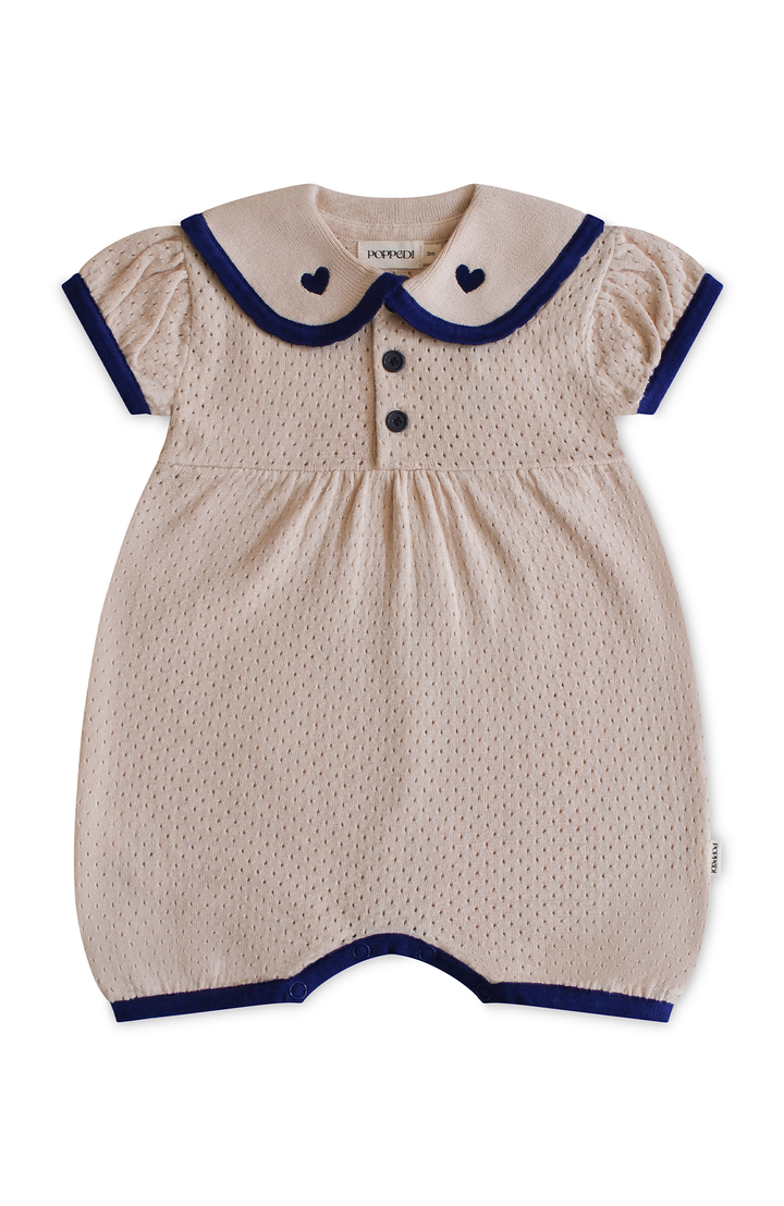 League Sail Romper - Sand/Navy