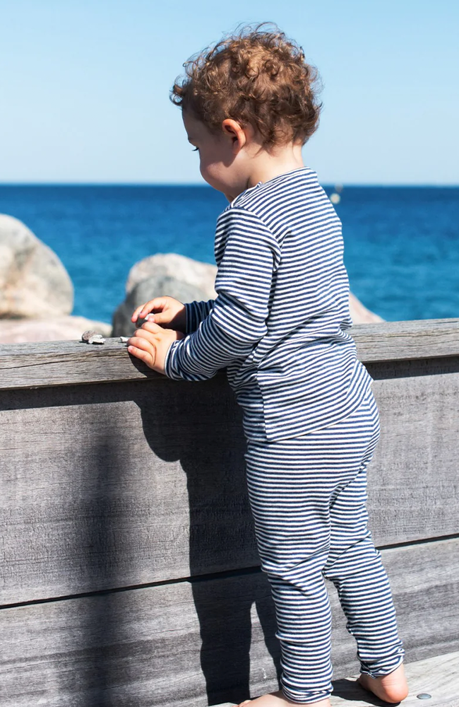 Baby Leggings Stripe - Navy/Offwhite
