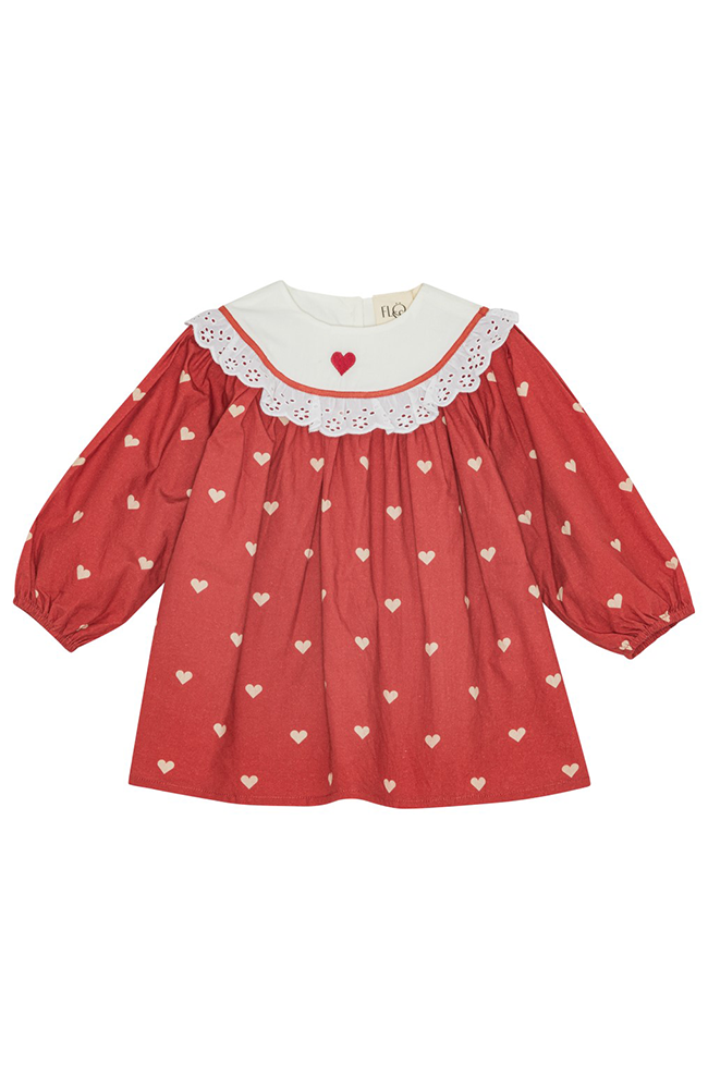 Ellen Dress - Poppy Red/Soft White