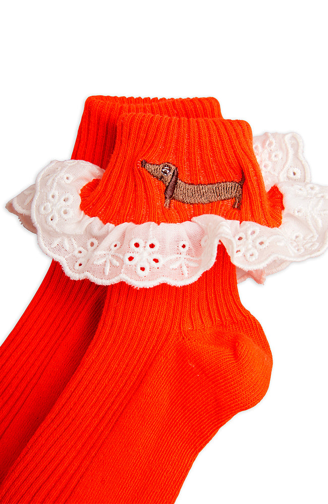 Dog Lace Socks - Red