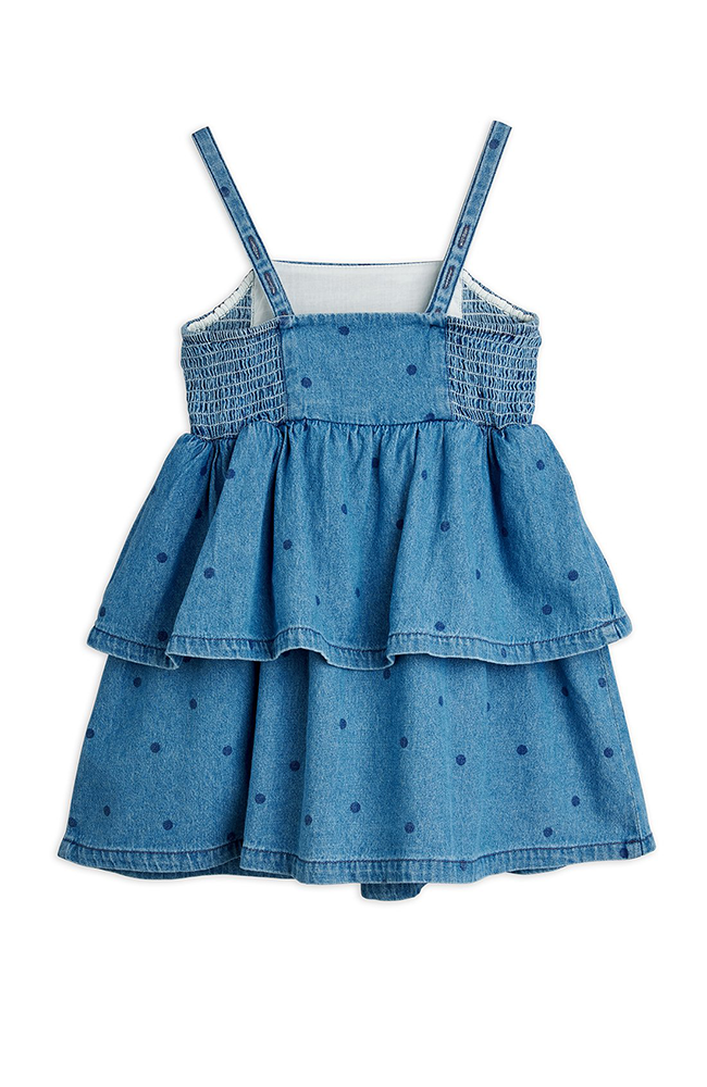 Denim Dots Strap Dress - Blue