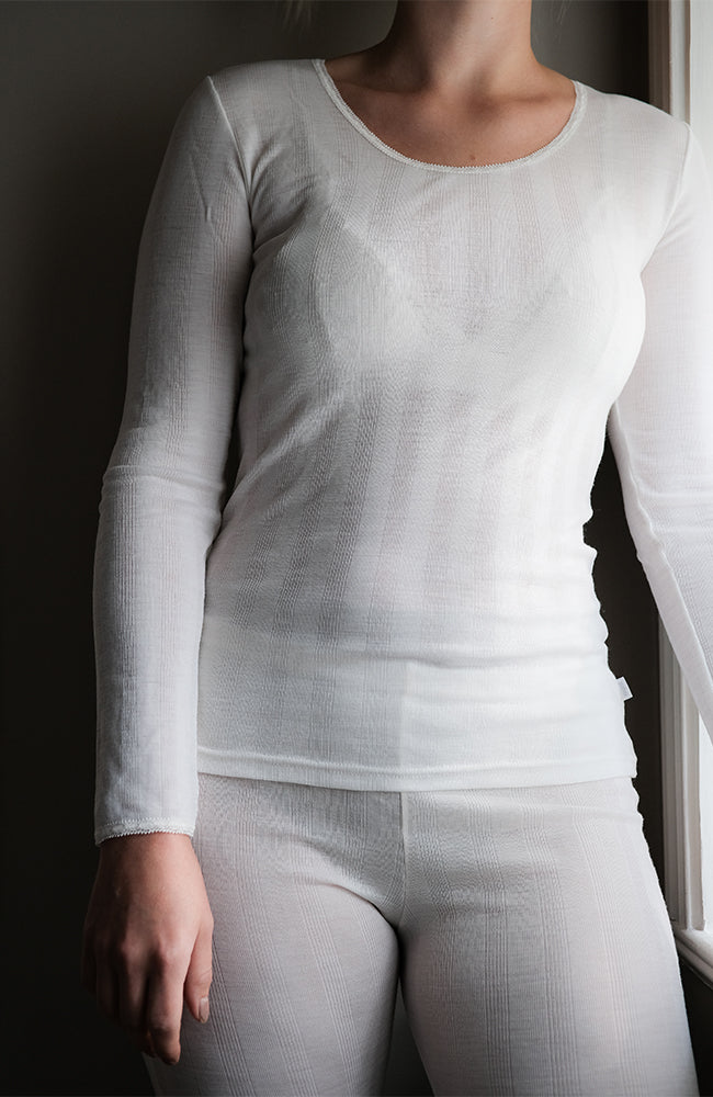 Wool/Silk Blouse Woman - Nature White