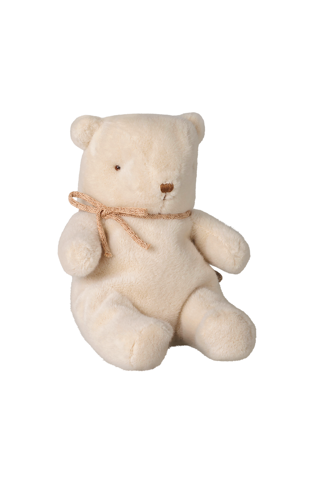 Nallebjörn liten i Off White från Maileg – vit plysch med beige stickad rosett