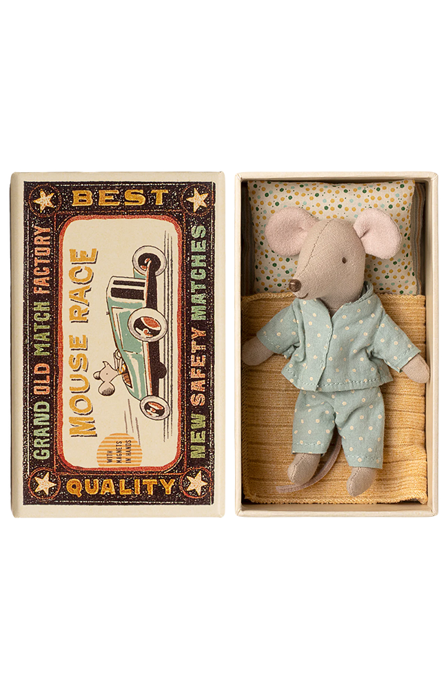 Little Brother Mouse In Matchbox - Blue