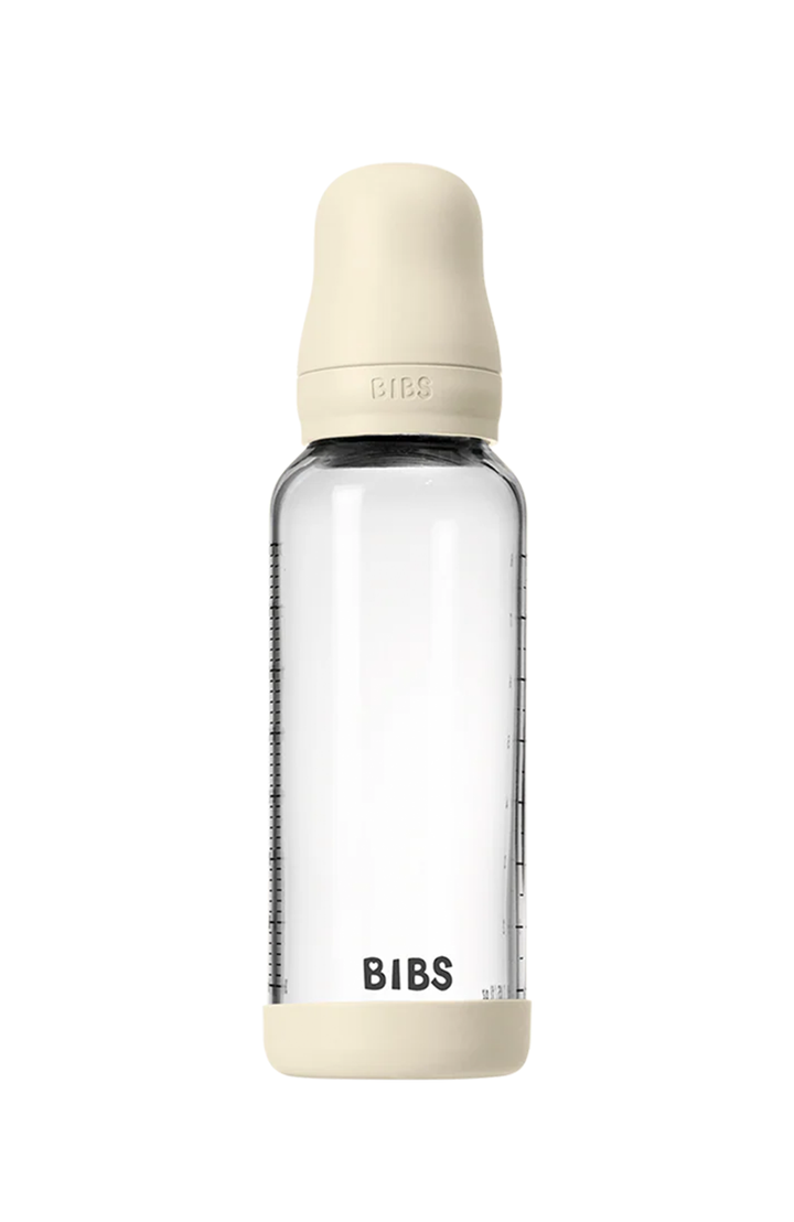 Baby Glass Bottle Set 240ml Silicone - Ivory
