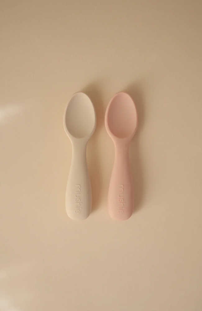 Silicone Toddler Starter Spoons - Blush/Shifting Sand