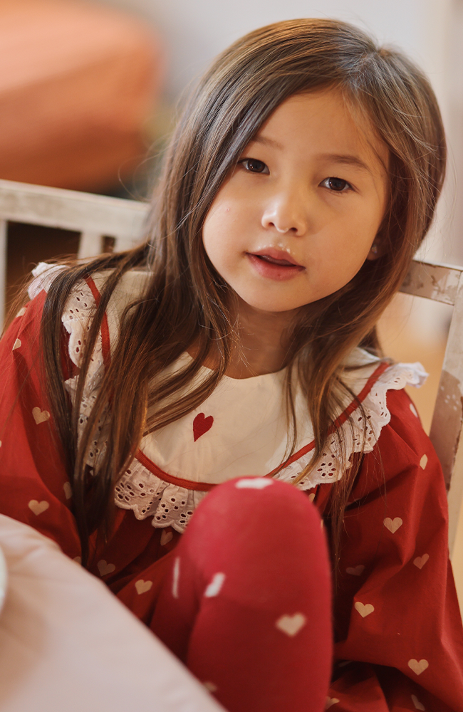 Ellen Dress - Poppy Red/Soft White