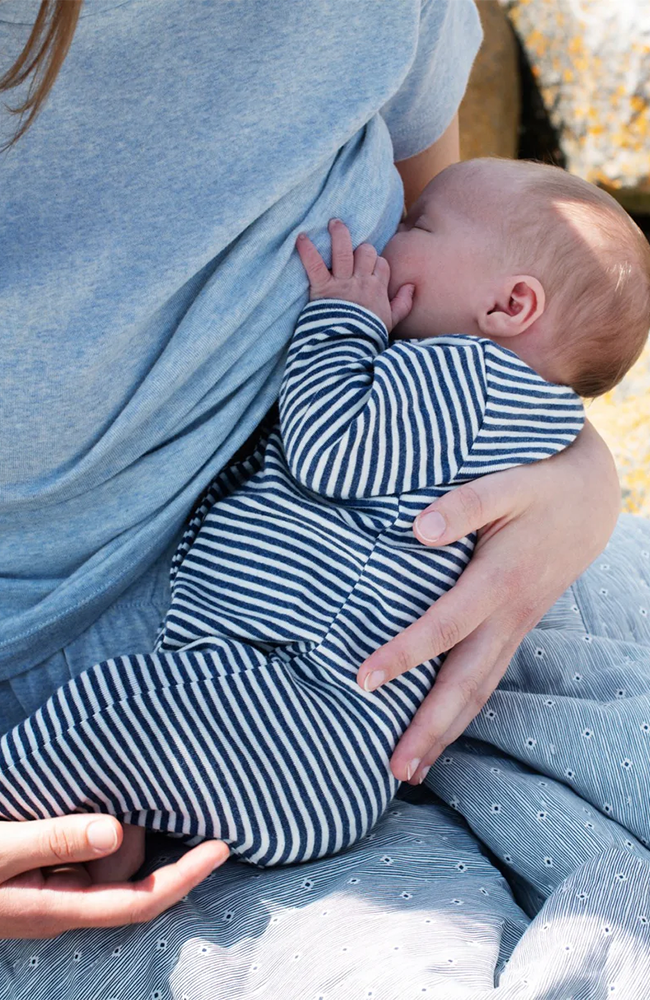 Newborn Suit w/ feet - Navy/Offwhite