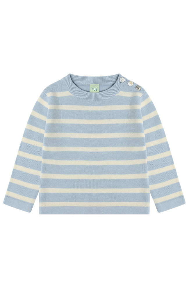 Baby Long Sleeve Tee - Pale Blue/Ecru