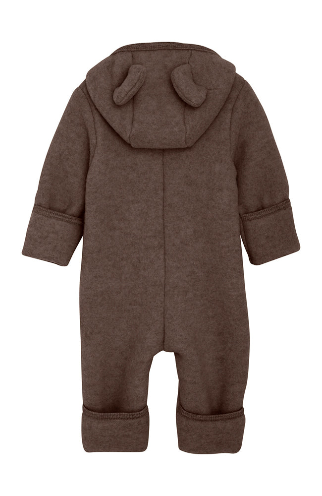 Pram Suit Ears Wool Fleece - Brown Melange