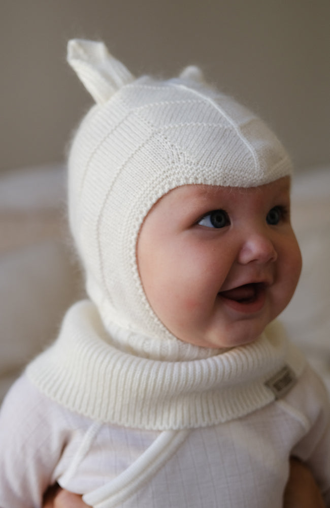 Balaclava Ears Wool Knit - Off-white