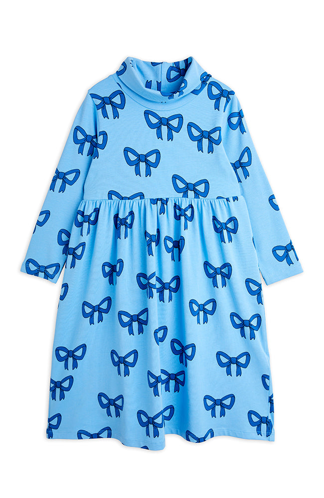 Bow Long Sleeve Dress - Blue