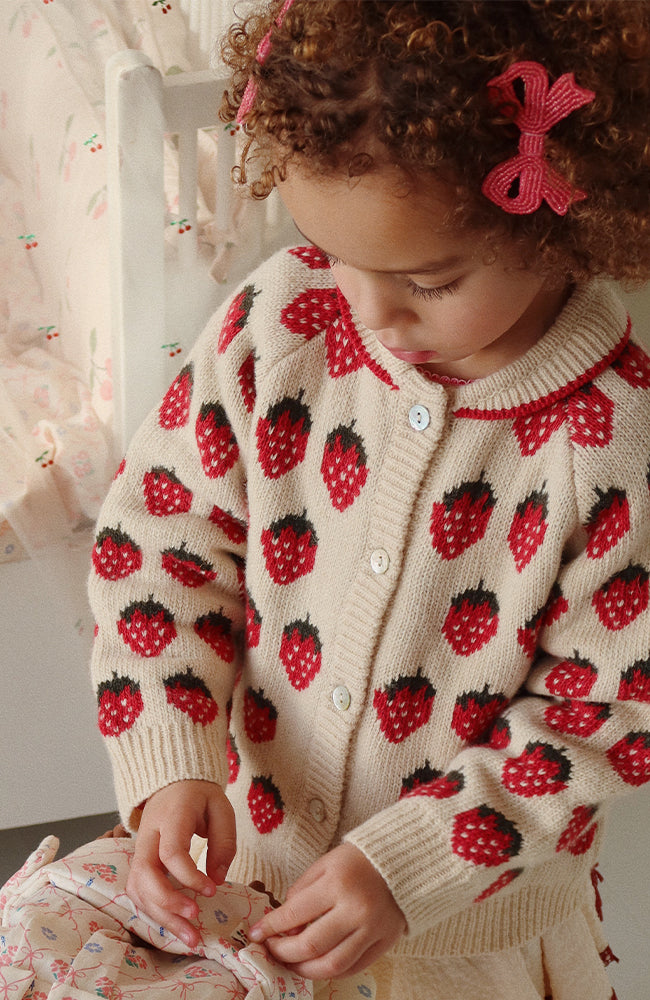 Belou Knit Collar Cardigan - Strawberry Konges Slöjd Tröja