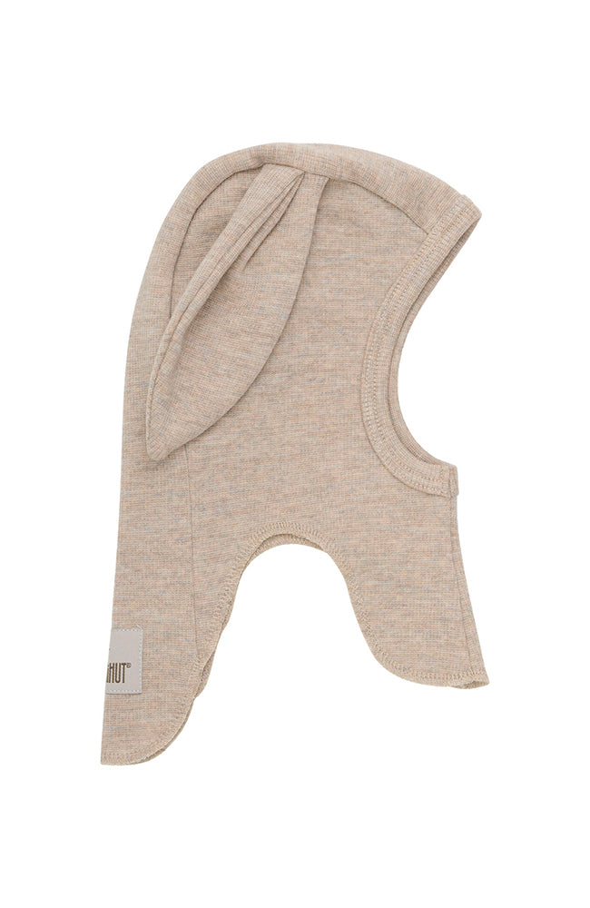 Balaclava Ears Wool Rib - Camel Melange