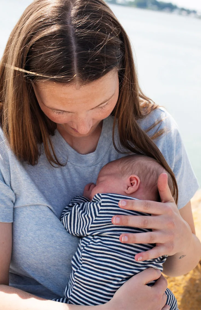 Newborn Suit w/ feet - Navy/Offwhite