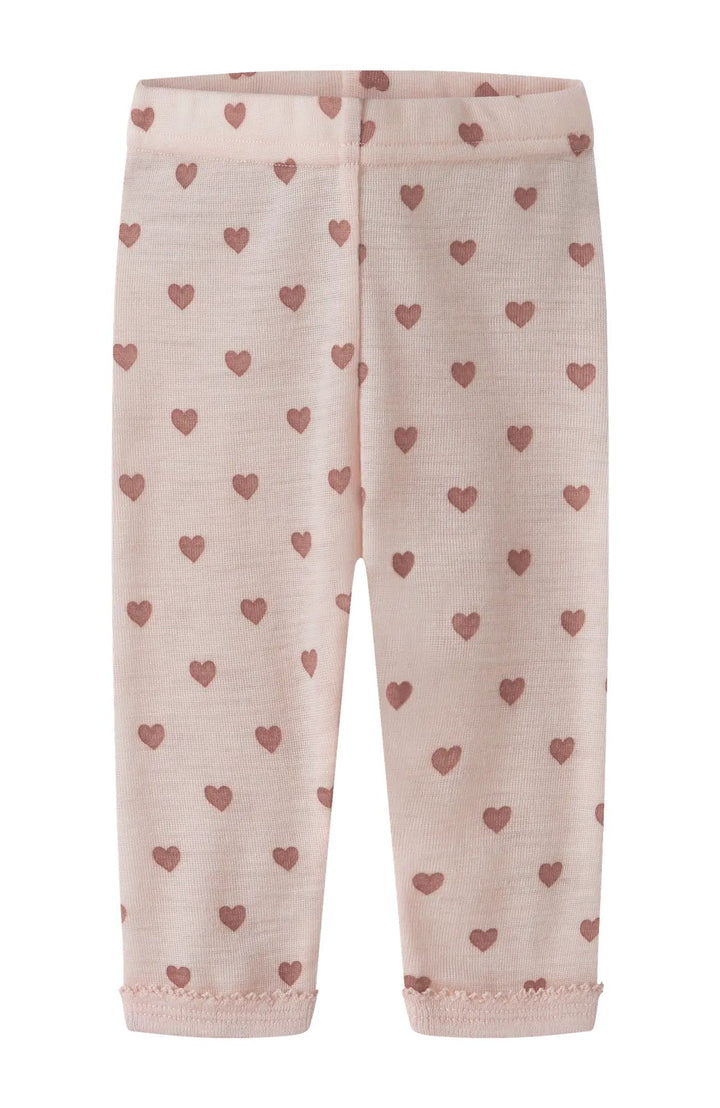 Noel Nia babyleggings i ull - Morganite Heart