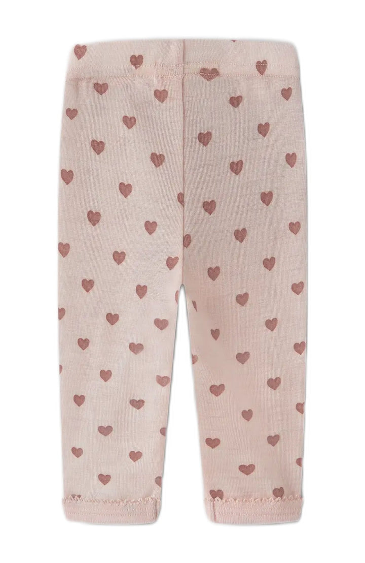 Noel Nia babyleggings i ull - Morganite Heart - detalj 1