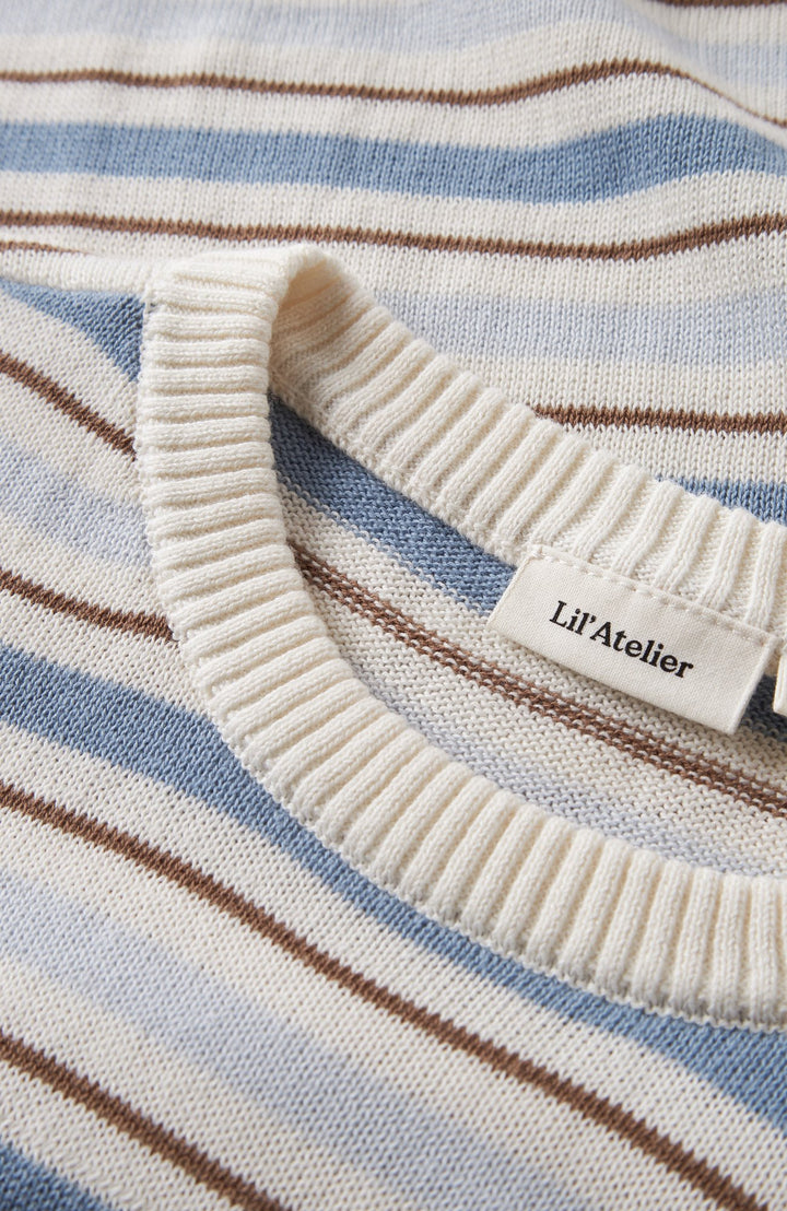 Hito Stickad Tröja - Coconut Milk Dusty Blue - detalj 3