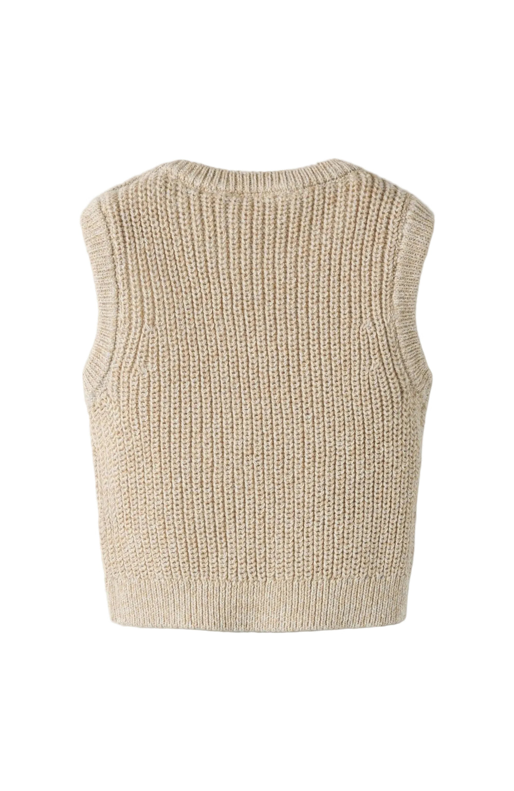 Rokkos stickad väst - White Pepper Melange - detalj 2