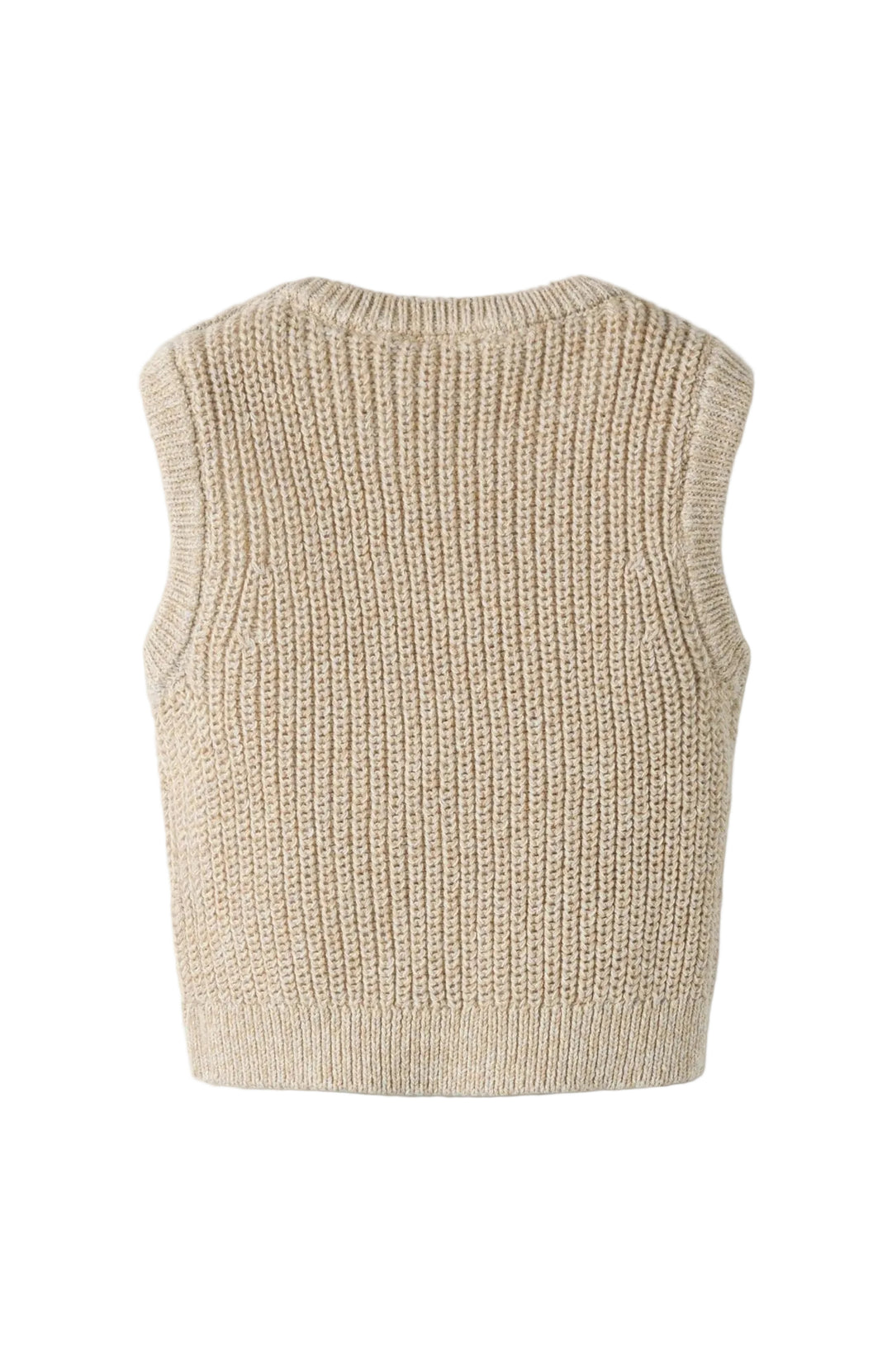 Rokkos stickad väst - White Pepper Melange - detalj 2