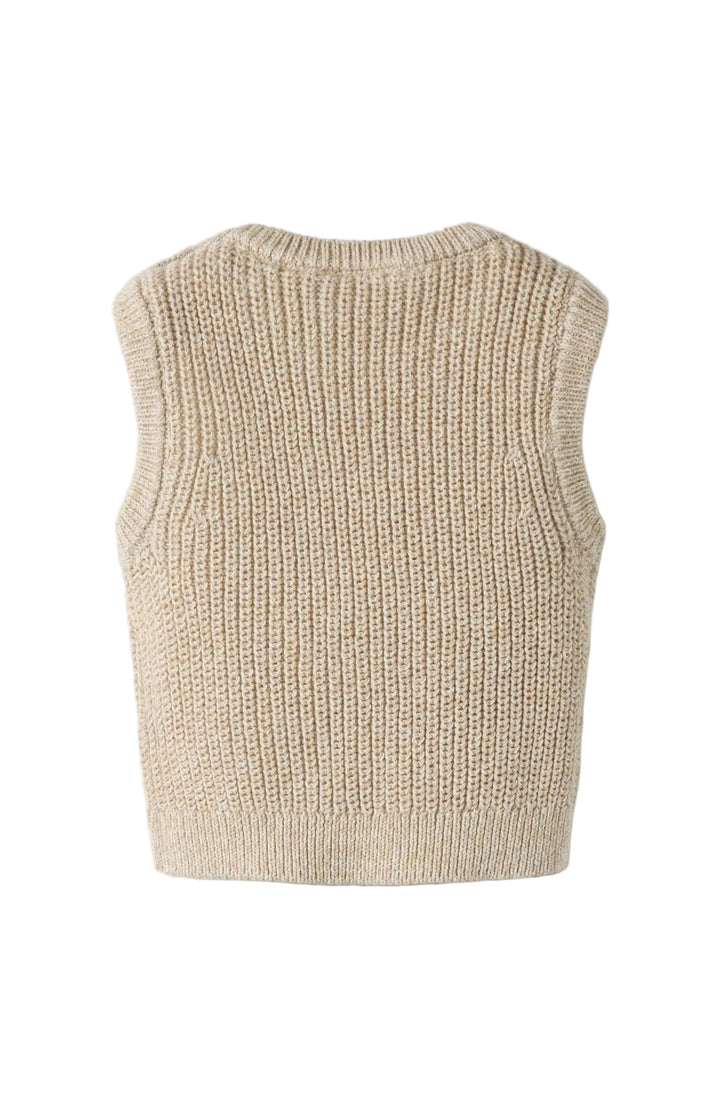 Rokkos stickad väst - White Pepper Melange - detalj 2