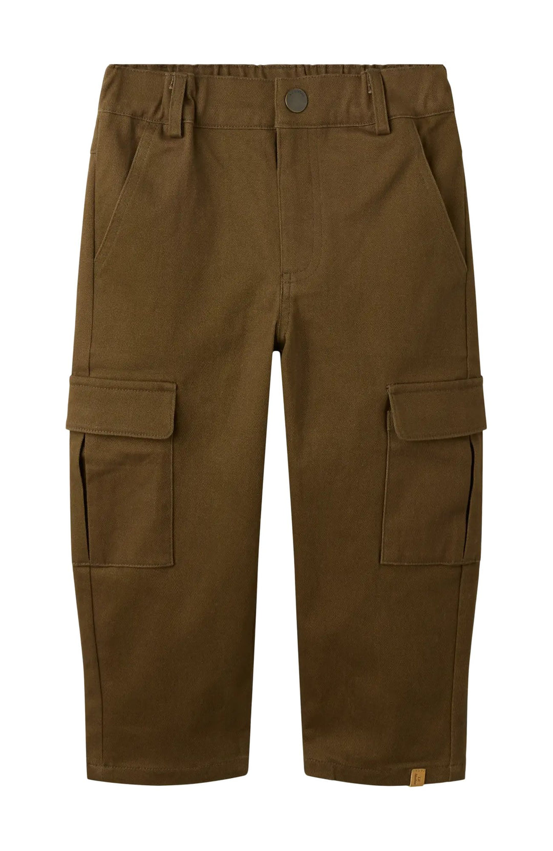 Repa cargobyxor i twill från Lil' Atelier i Teak, med benfickor och resår i midjan