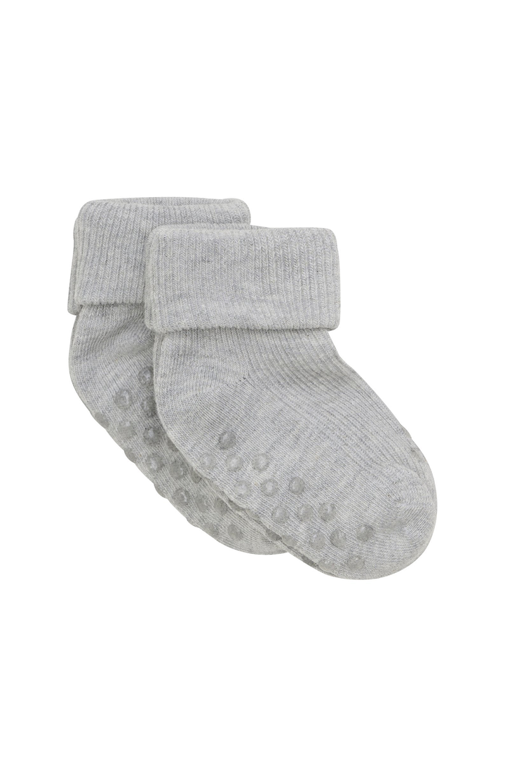 Baby Rib Sock 2-pack - Light Grey Melange