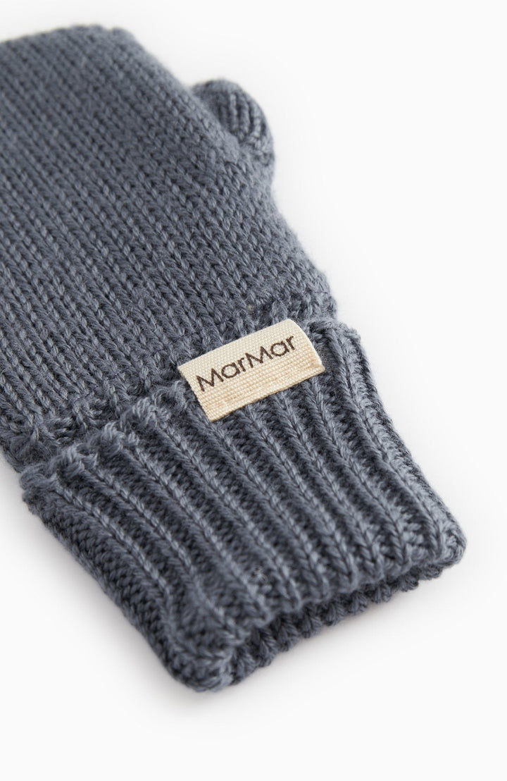 Alvilda Light Cotton Wool Plain Mittens - Rainstorm – detalj 2