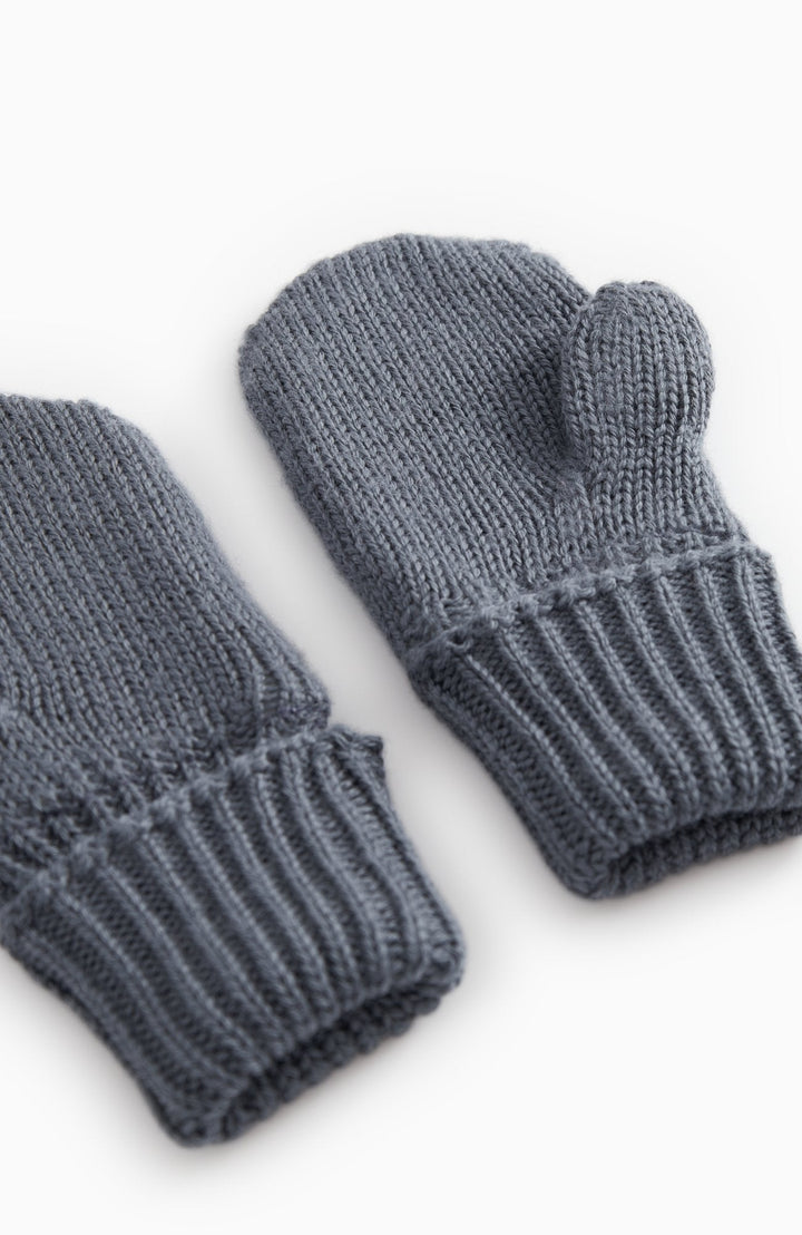 Alvilda Light Cotton Wool Plain Mittens - Rainstorm – detalj 3