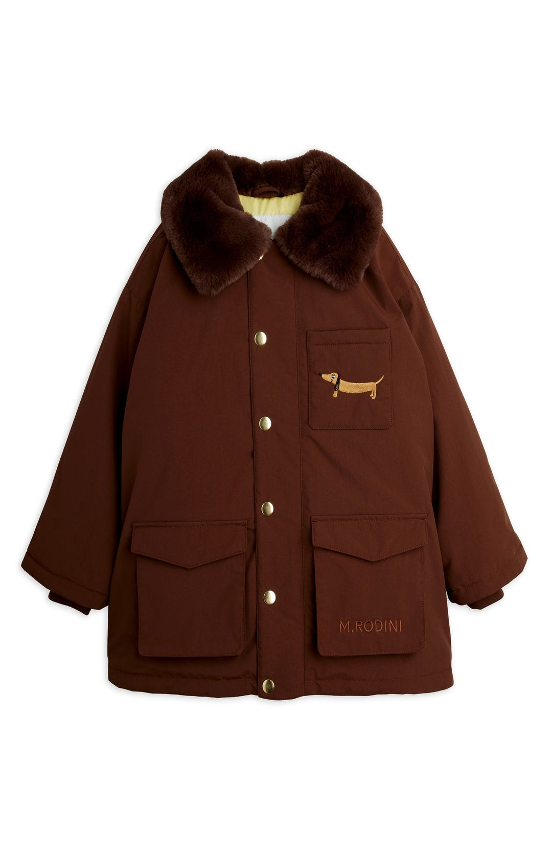 Vadderad Parkas med Fuskpälskrage - Brown