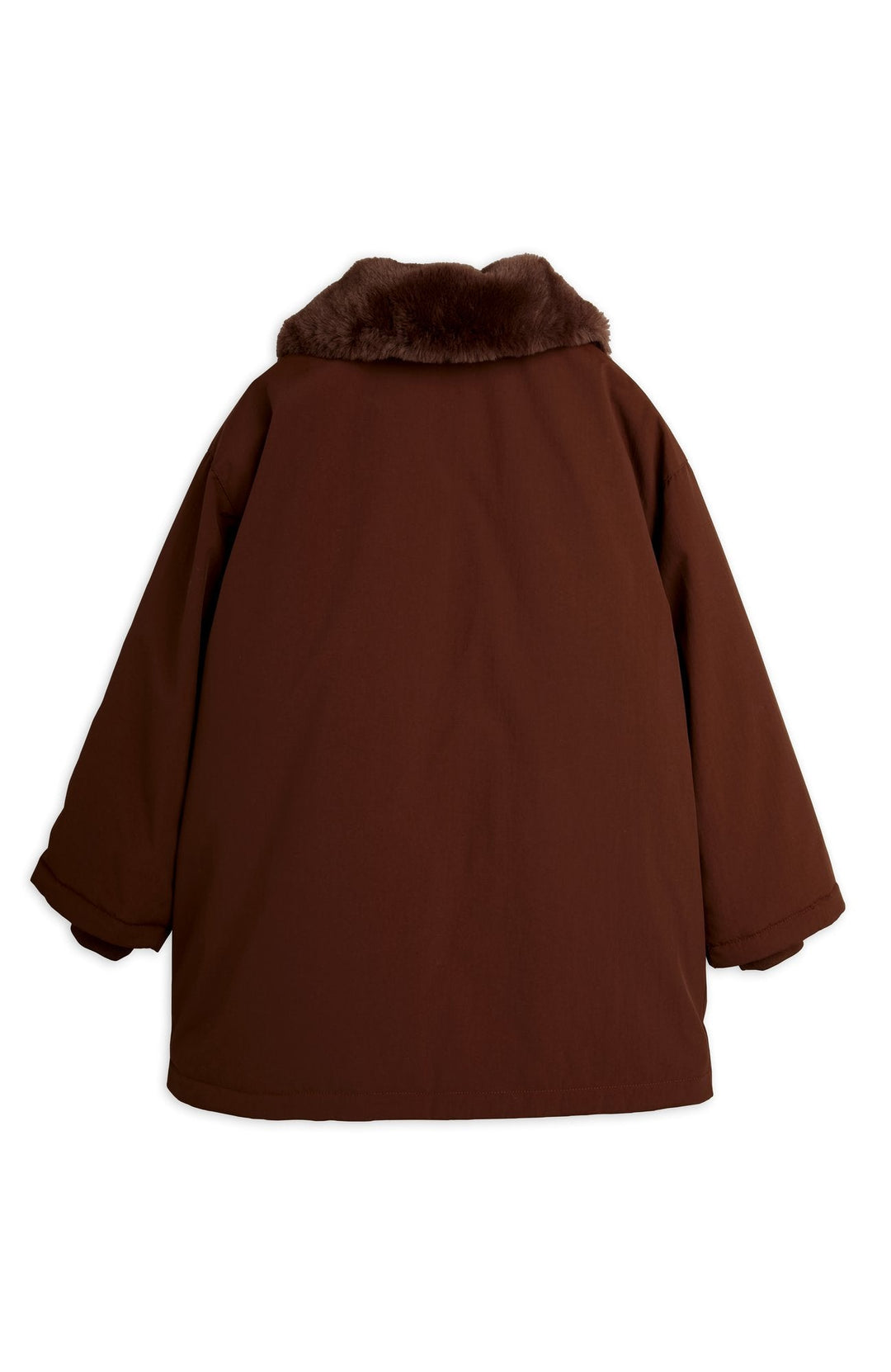 Vadderad Parkas med Fuskpälskrage - Brown - detalj 1